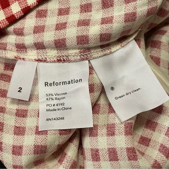 REFORMATION NWOT Bahama Pant in Gingham Check - Picture 6 of 6